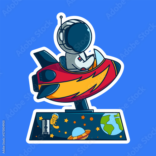 cute astronaut ride kiddie spaceship