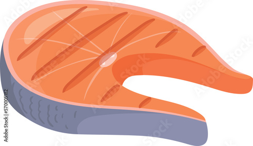 Grilled fish slice. Roasted steak cartoon icon