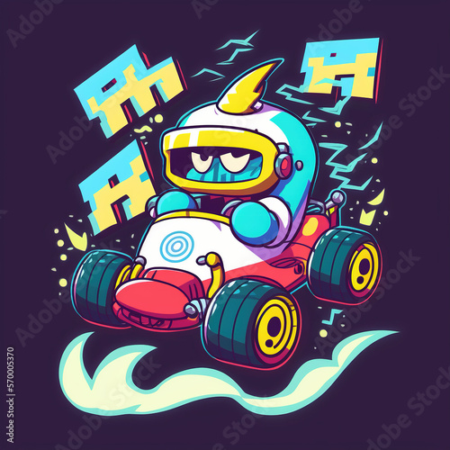 Cute monster go kart racing manga style - generated by Generative IA