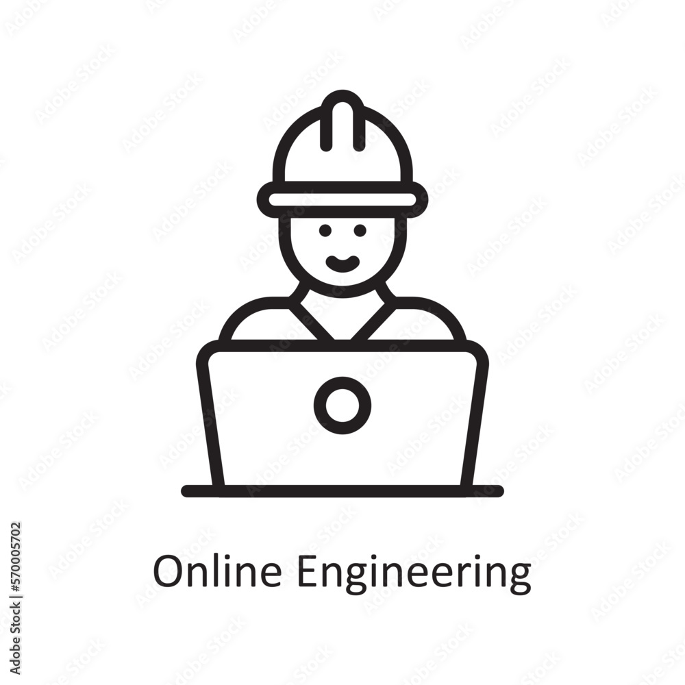 Online Engineering Vector Outline Icon Design illustration. Engineering Symbol on White background EPS 10 File Online Engineering Vector Outline Icon Design illustration. Engineering Symbol on White background EPS 10 File