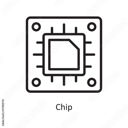 Chip Vector Outline Icon Design illustration. Engineering Symbol on White background EPS 10 File