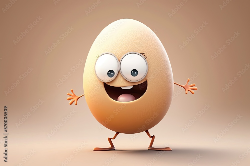 Cute 3D cartoon of egg character. Generative AI Cute 3D cartoon of egg character. Generative AI