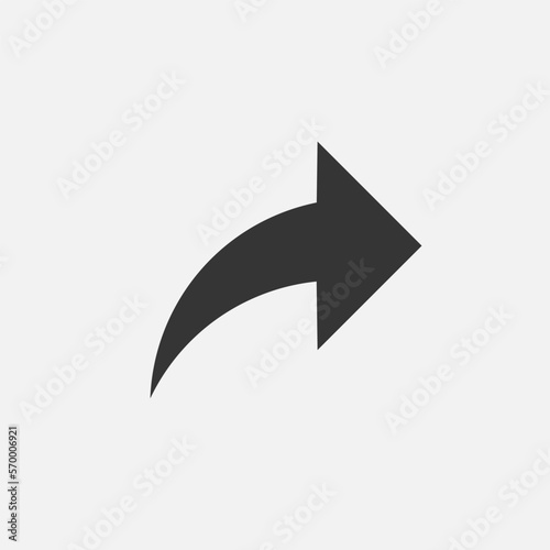 Black share publish arrow. Direction icon. Forward email arrow. Send Data Sign Pictogram. Vector illustration