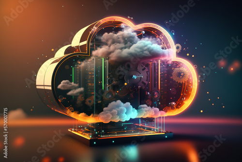 Cloud computing technology concept. Futuristic illustration,Generative AI 