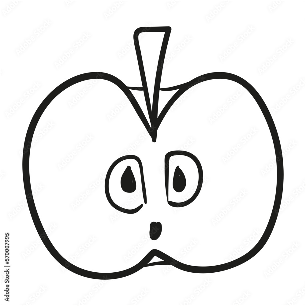 Half an apple. Hand drawn vector illustration Half an apple. Hand drawn vector illustration