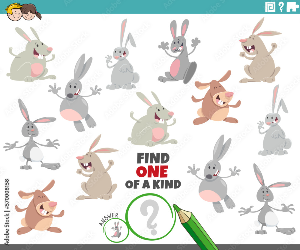 one of a kind game with cartoon rabbits