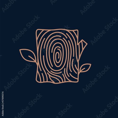 Biometric identification symbol. The flat-style illustration shows a fingerprint in the form of a tree.