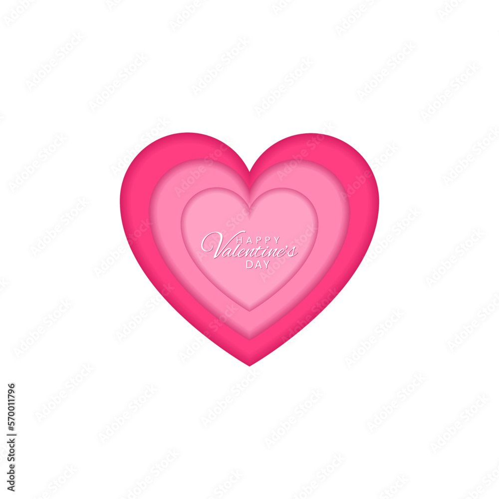 Pink Heart Valentine day isolated on white