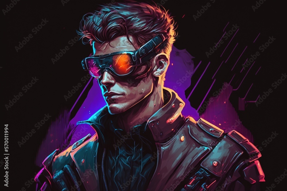 A cyberpunk styled portrait of a man wearing a cyber suit. a futuristic technologist male. cyberpunk and the idea of virtual reality. Generative AI A cyberpunk styled portrait of a man wearing a cyber suit. a futuristic technologist male. cyberpunk and the idea of virtual reality. Generative AI