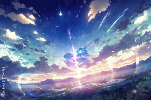Anime sky art wallpaper background Fototapet