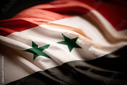 Flag of Syria in the colors red  white  green and black  with two green stars. Concept related to the earthquake in Syria and Turkey. Solidarity is an act of kindness and understanding towards others.