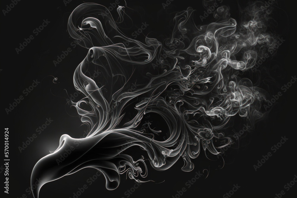 Naklejka premium Black background with smoke. Generative AI