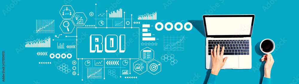ROI theme with person using a laptop computer
