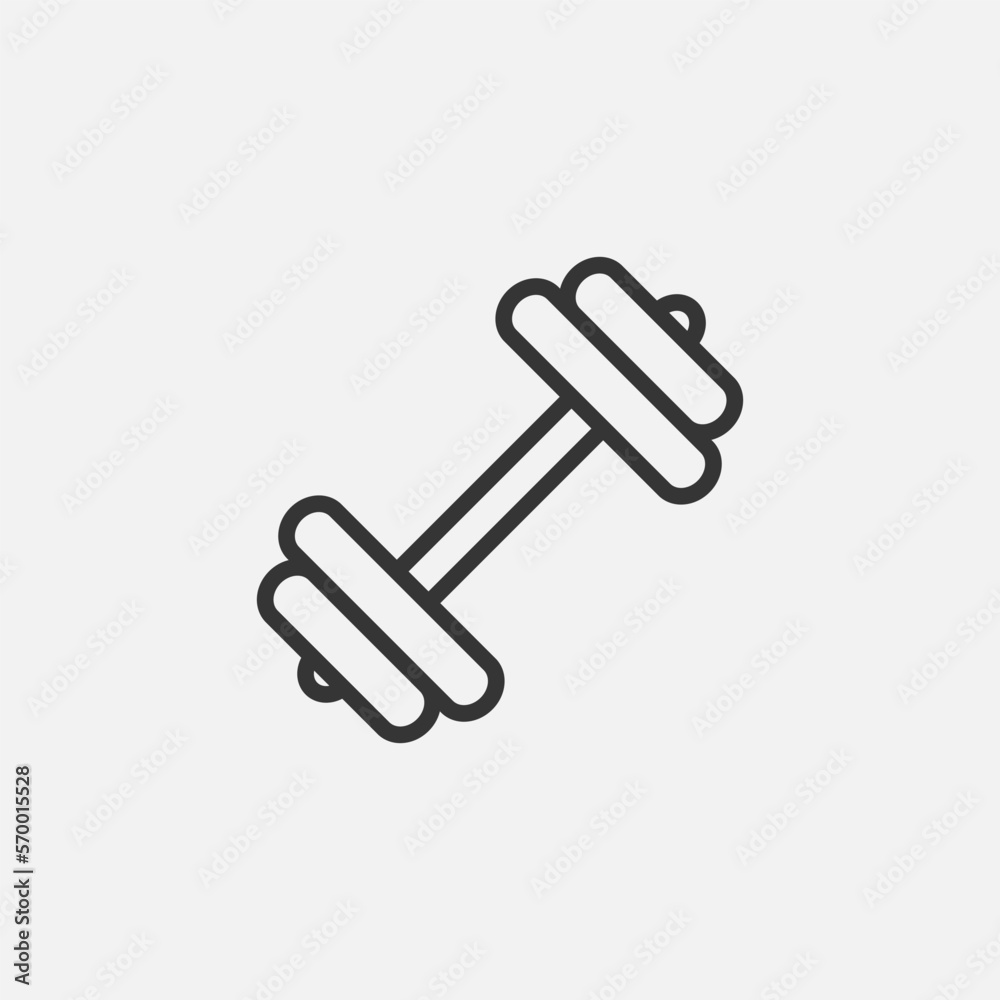 Dumbbell for gym icon. Exercise workout sign, fitness. Outline design vector illustration Dumbbell for gym icon. Exercise workout sign, fitness. Outline design vector illustration