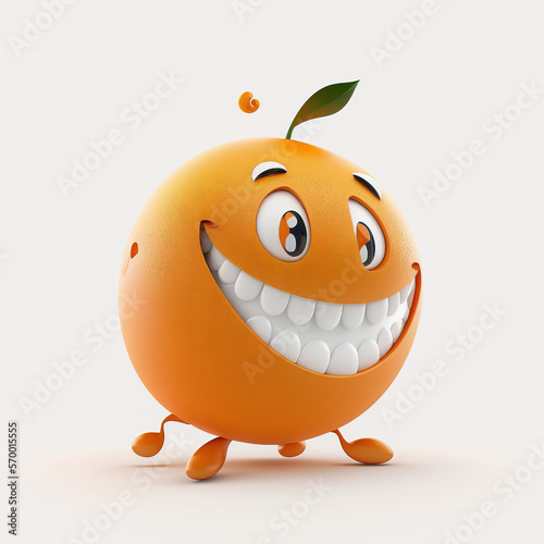Happy orange in 3d cartoon style - generated by Generative AI