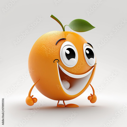 Happy orange in 3d cartoon style - generated by Generative AI