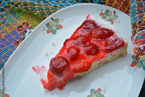 Wallpaper Mural Strawberry pie on a plate on the table Torontodigital.ca