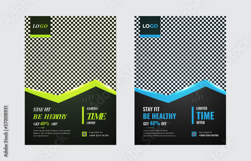 Sports fitness poster and flyer design with two colors