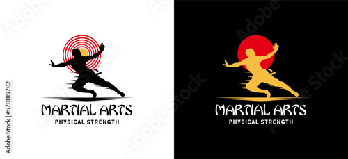 Kungfu logo silhouette design with creative concept, mixed martial arts symbol
