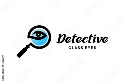 Magnifying glass design with eyes creative concept for detective logo