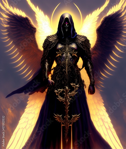 Archangel Azrael - Angel of Death and Judgment, Generative AI Illustration photo