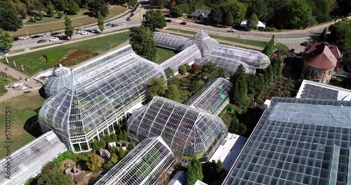Phipps Conservatory and Botanical Gardens in Pittsburgh, Pennsylvania, United States. Schenley Park's horticulture hub features botanical gardens and a steel glass Victorian greenhouse photo