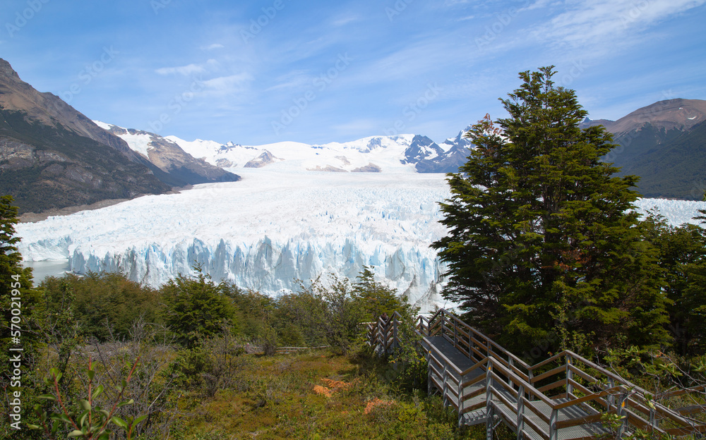Landscape of Patagonia Glacier, Mountains with snow, ice and blue sky