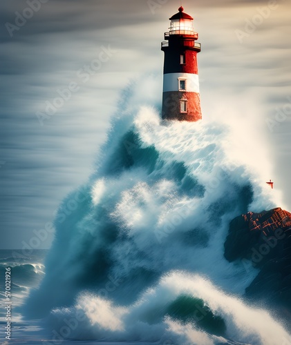 Lighthouse on the Coast, Generative AI Illustration