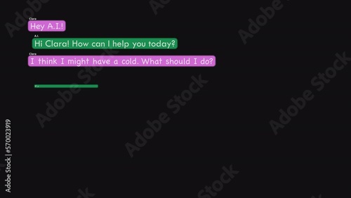 Girl chatting with A.I. bot about her medical condition, design template with text and with Alpha Channel, transparent background 