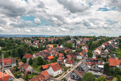 Obraz na płótnie Aerial summer view of Clausthal-Zellerfeld, small German town with a village plan in Harz (Oberharz) mountains region in Lower Saxony, Germany. w salonie