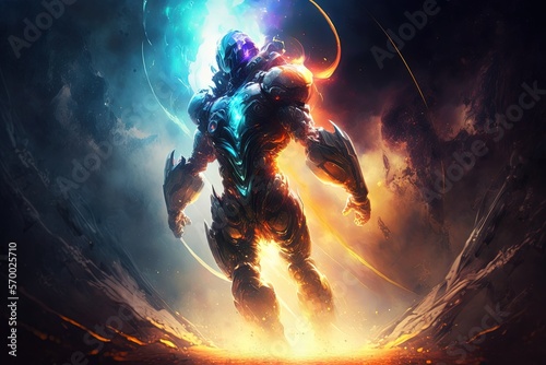 Cosmic Alien shaped nebula, space background, universe, galaxy, digital illustration, Generative AI  © Kaleb