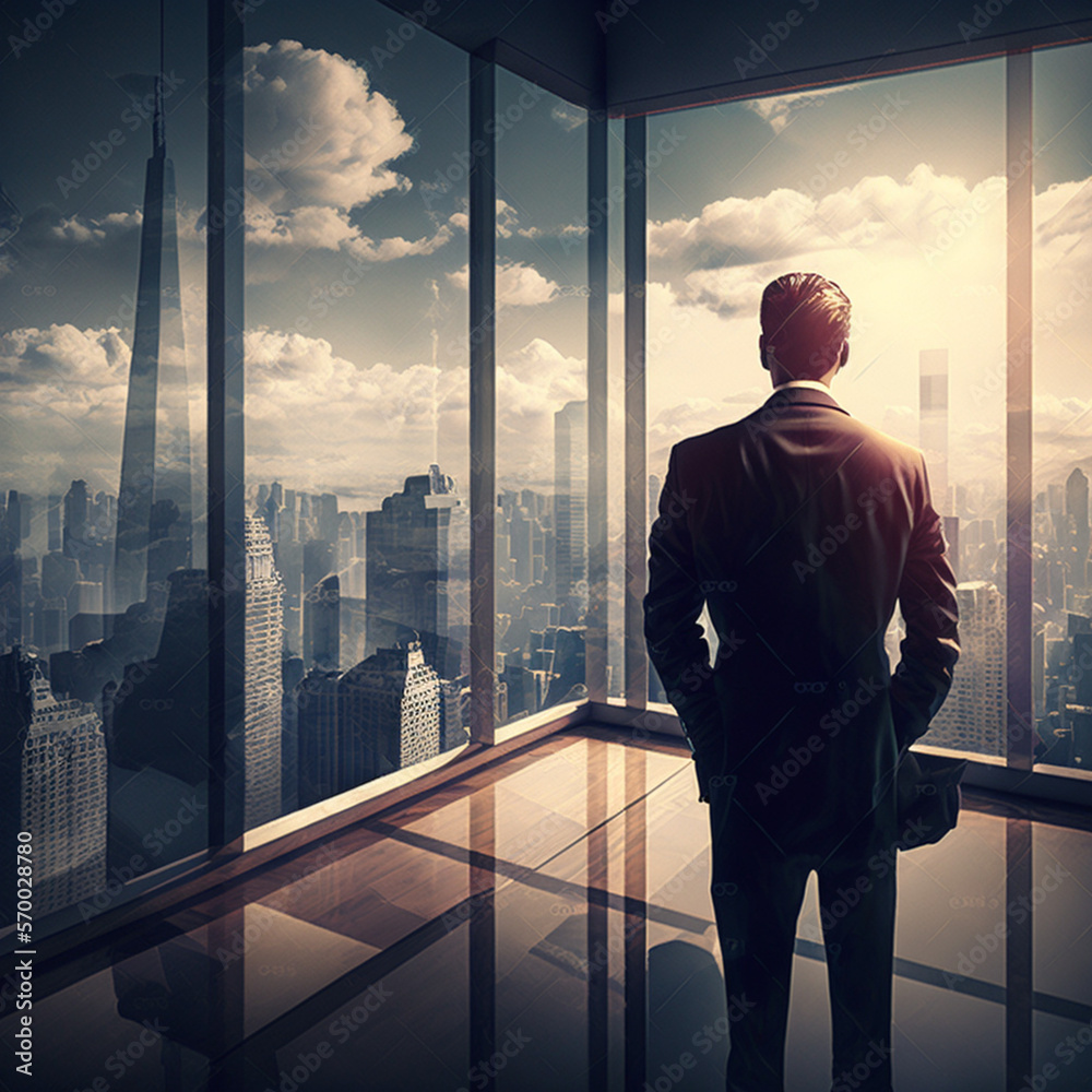Businessman looking at the landscape Businessman looking at the landscape