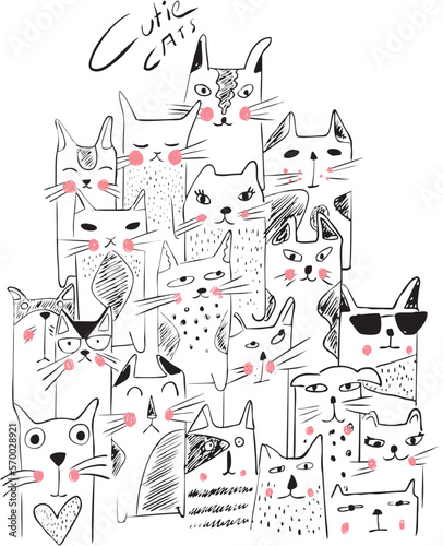 cat illustration for print