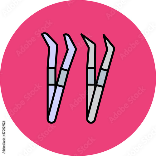 Tweezers Multicolor Circle Filled Line Icon