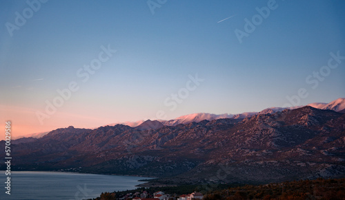 Beautiful Croatia, road coast, sea, and mountains