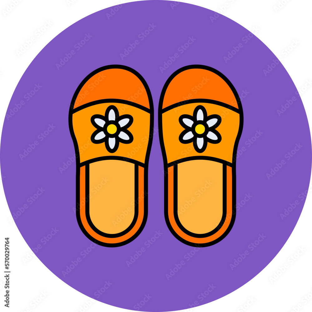 Slippers Multicolor Circle Filled Line Icon Slippers Multicolor Circle Filled Line Icon