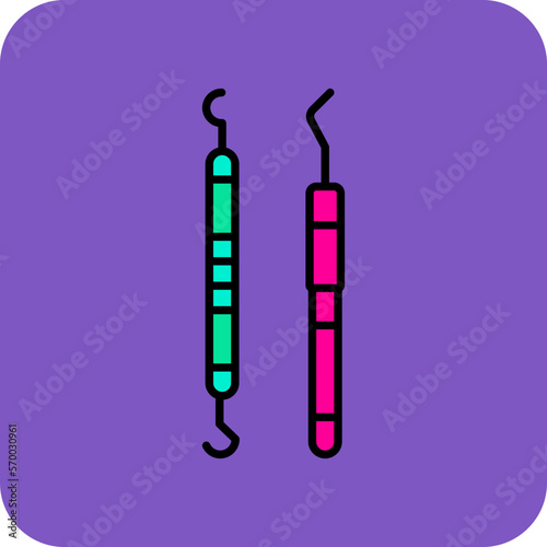 Dental Probe Multicolor Round Corner Filled Line Icon