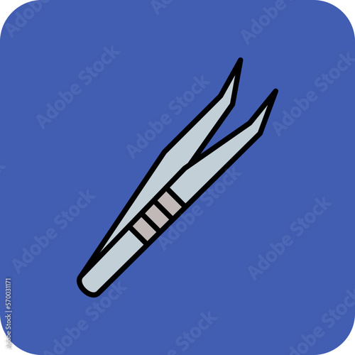 Tweezers Multicolor Round Corner Filled Line Icon