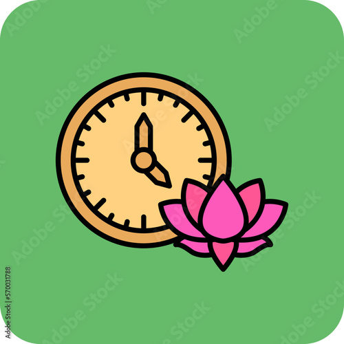 Time Multicolor Round Corner Filled Line Icon