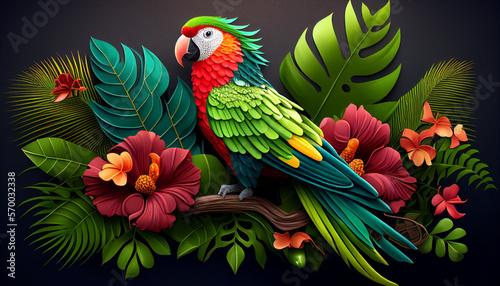 animal parrot in the jungle generative AI