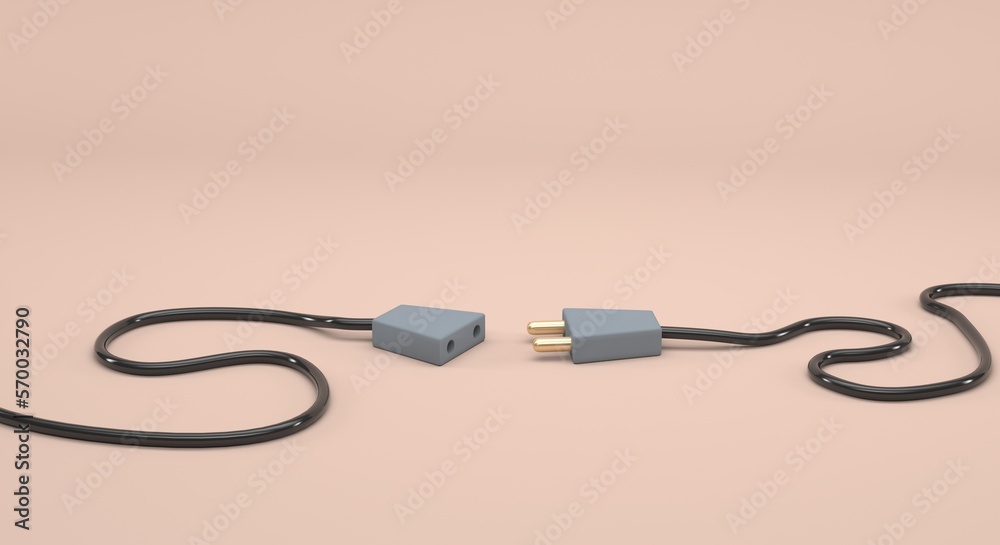 unplugged socket on a plain background (3d illustration)