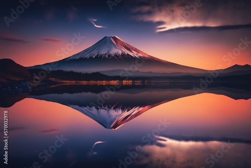 Beautiful scenic landscape of mountain Fuji AI generated