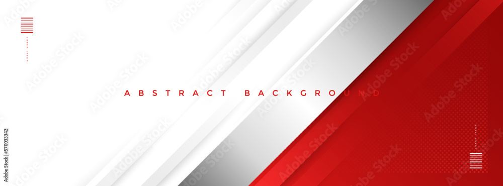 Red abstract banner background vector, modern corporate concept with silver effect