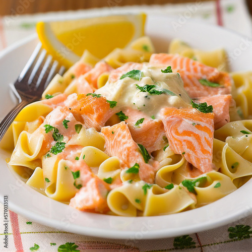 pasta and salmon