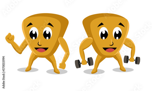 Cute muscle's cartoon character illustration vector