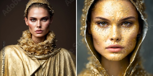 Portrait einer jungen hübschen Frau die als Model im Fotostudio posiert, ai generativ