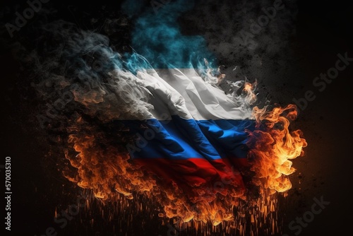Burning Russian Flag, Generative AI © Svetlana