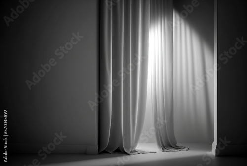 White curtains curtains with lights. Generative AI