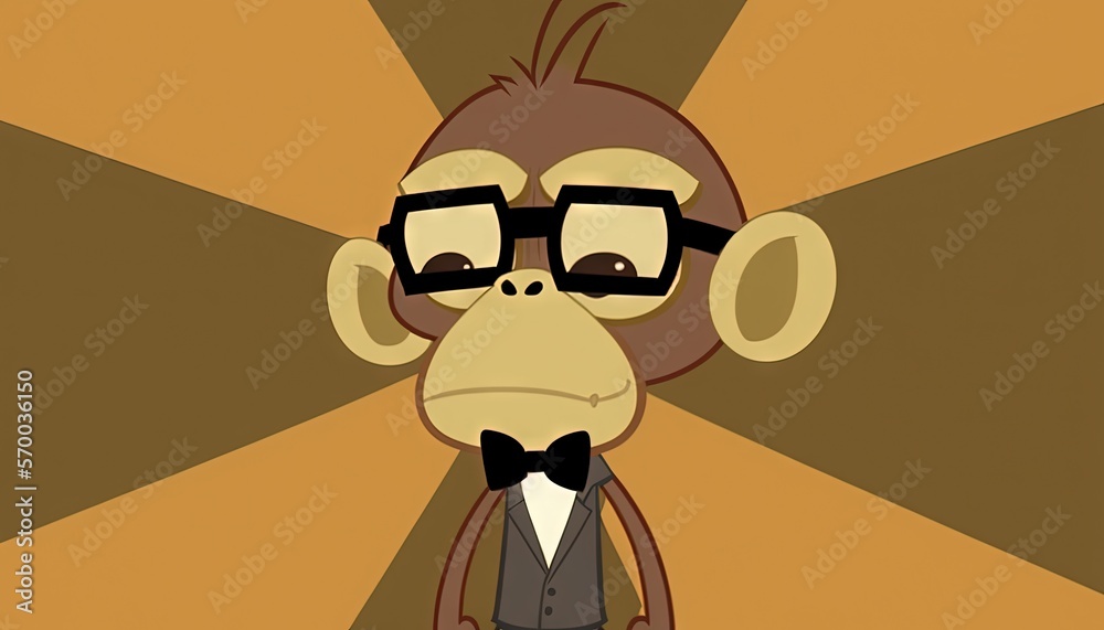 a cartoon monkey wearing glasses and a bow tie standing in front of a ...