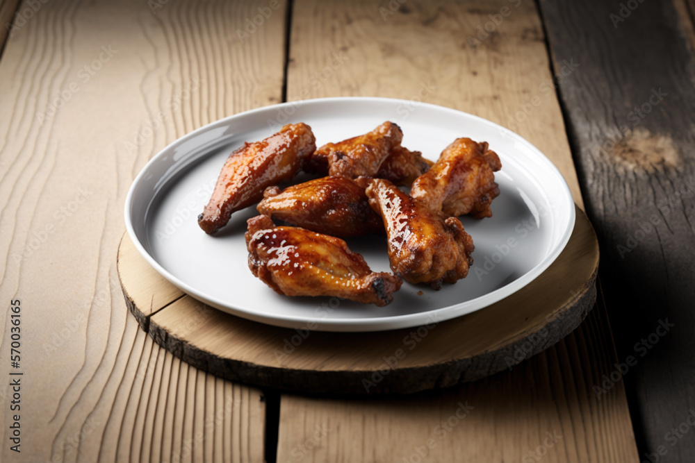 Delicous fried chicken, pan-fried and deep fried, with golden crisp coating on a nice plate. AI generated. Delicous fried chicken, pan-fried and deep fried, with golden crisp coating on a nice plate. AI generated.